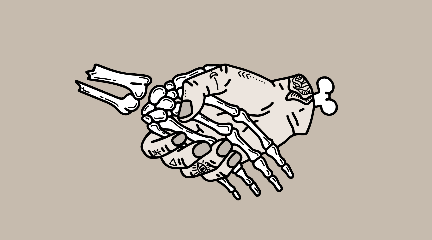 Skeleton Shaking Hands Illustration